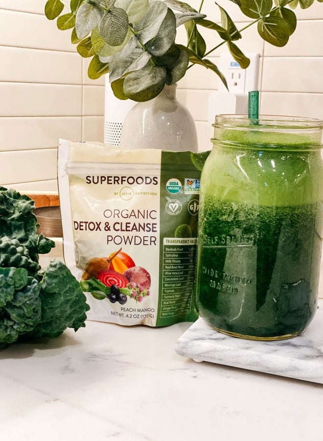 MRM Nutrition Organic Detox and Cleanse Powder | Peach Mango Flavored | Gentle Daily Detox | Superfoods | Antioxidants + Chlorophyll + Phycocyanin + Electrolytes | 15 Servings - Image 4